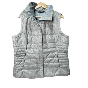 The North Face Grey Quilted Snap Button Vest Women