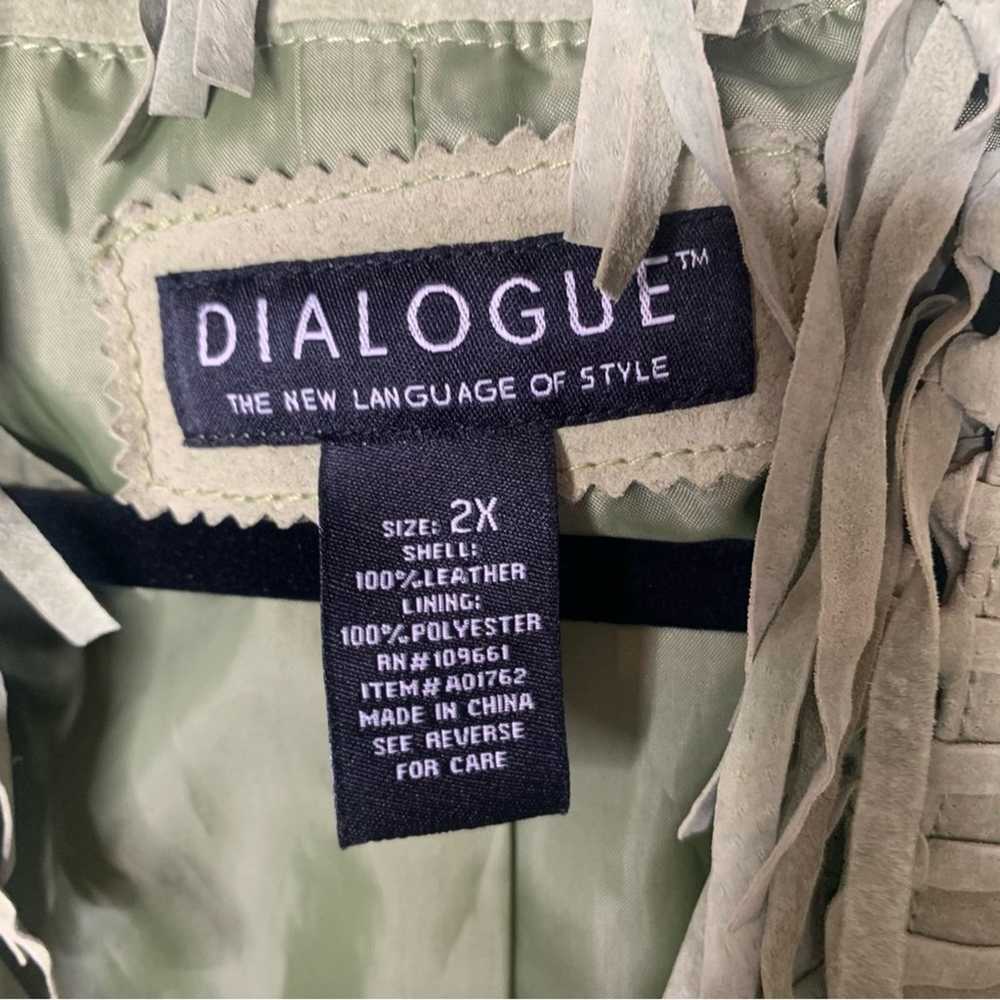 Vintage Dialogue Western fringe green leather jac… - image 5