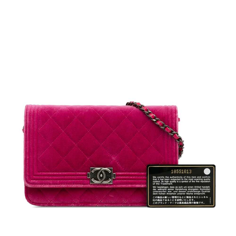 Product Details Chanel Pink Velvet Boy Wallet On … - image 12