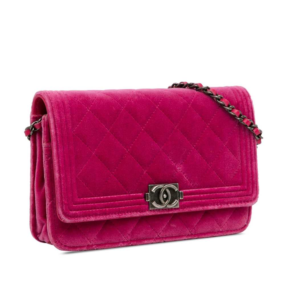 Product Details Chanel Pink Velvet Boy Wallet On … - image 2