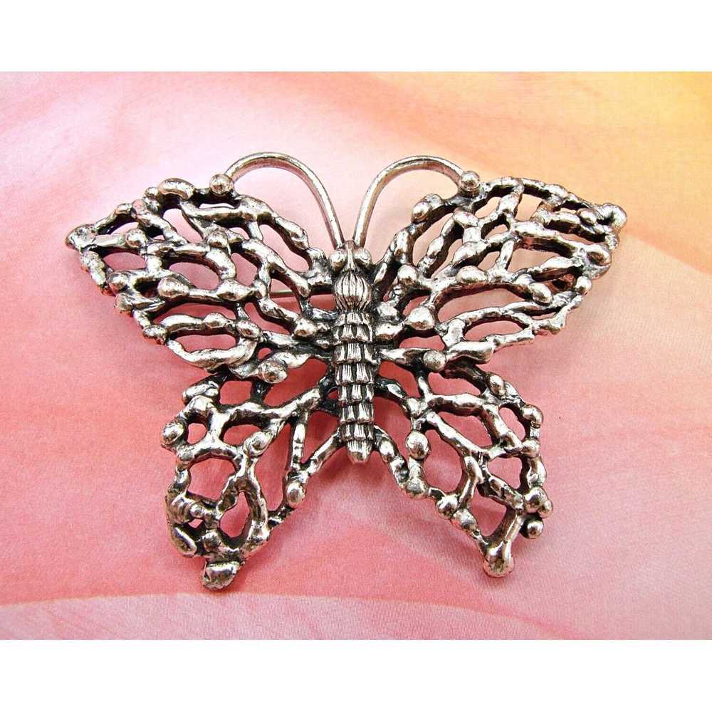 Other × Vintage Napier Silver Tone Butterfly Broo… - image 1