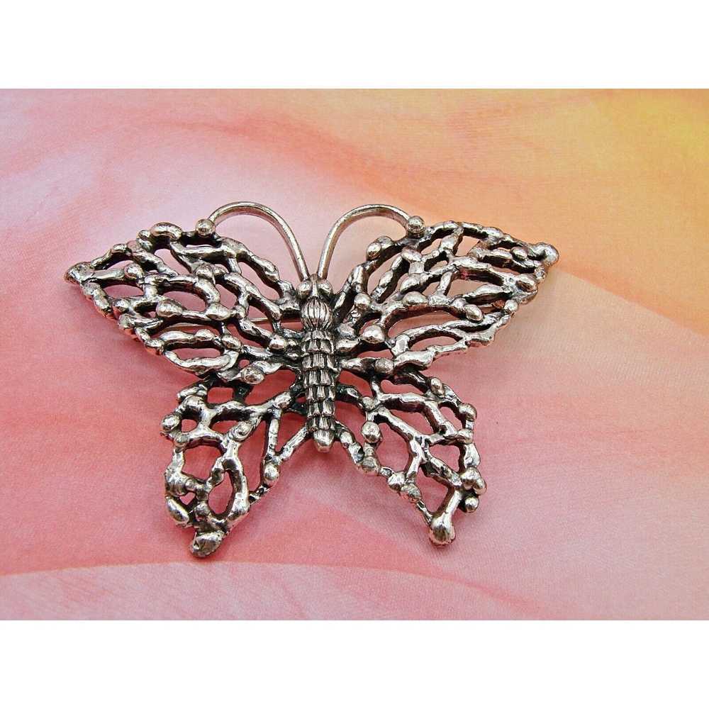 Other × Vintage Napier Silver Tone Butterfly Broo… - image 2