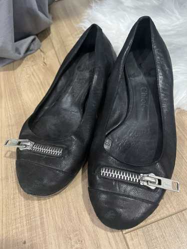 Chloe Chloe Leather Zipper Flats