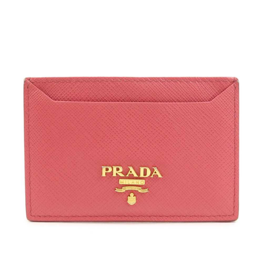 PRADA Logo Saffiano Leather Card Case Card Holder… - image 1