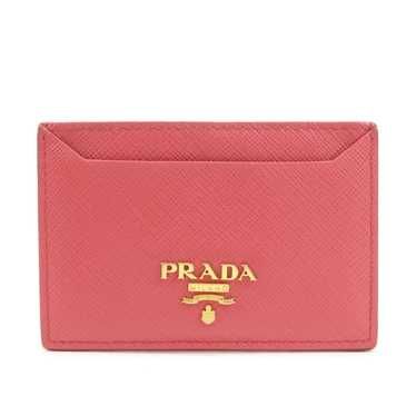 PRADA Logo Saffiano Leather Card Case Card Holder… - image 1