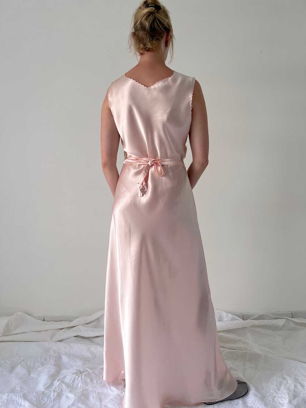 1930's Pink Silk Slip with Chiffon Bust - image 5