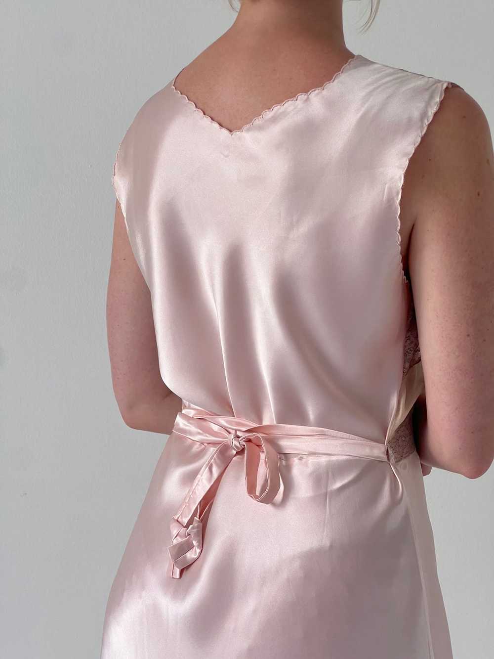 1930's Pink Silk Slip with Chiffon Bust - image 6