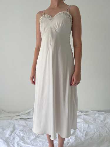 1930's White Silk Spaghetti Strap Slip