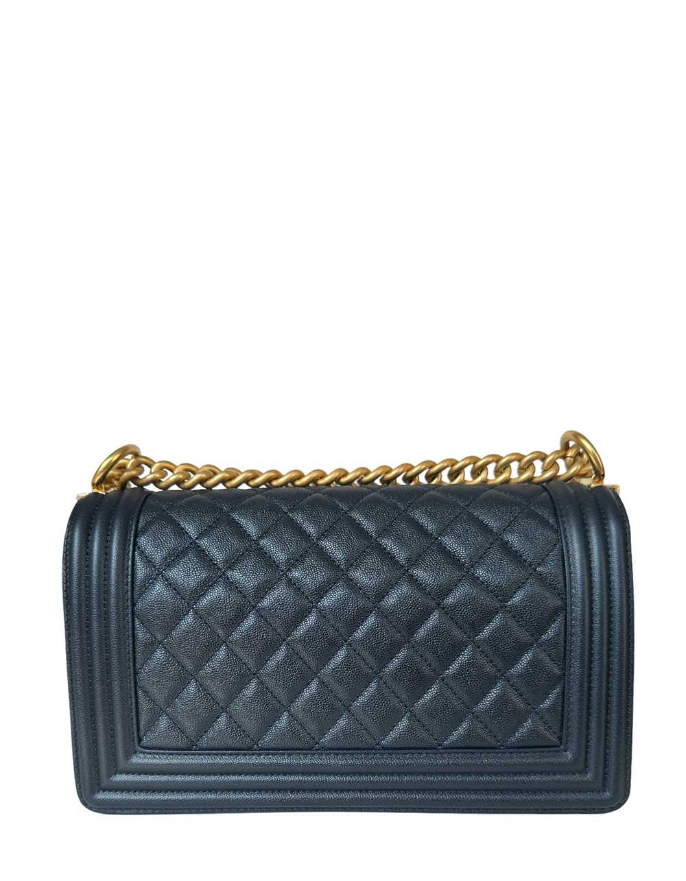 Chanel Metallic Navy Caviar Quilted Medium Boy Bag - image 3