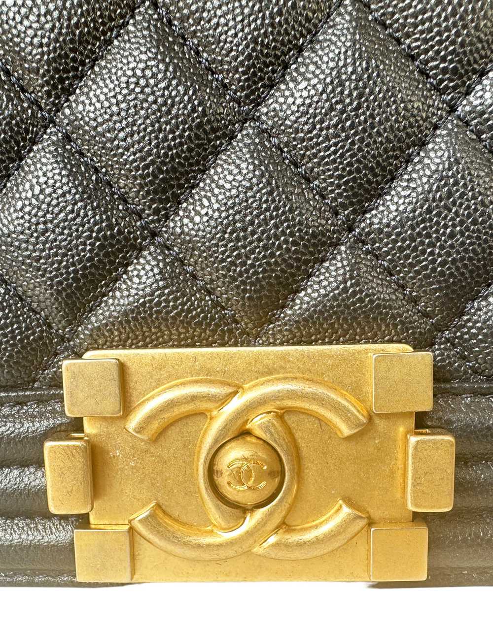 Chanel Metallic Navy Caviar Quilted Medium Boy Bag - image 7