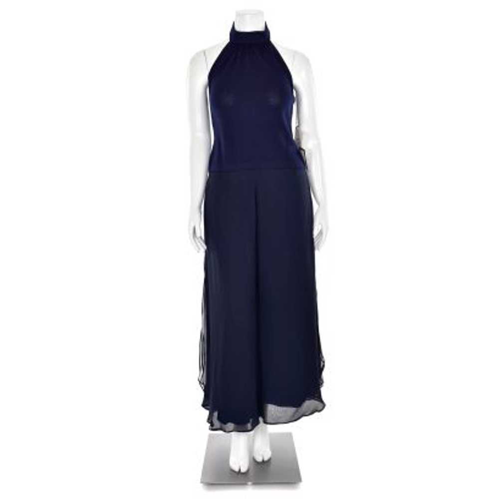 St. John Evening Ruffle Chiffon Pant in Navy - image 2