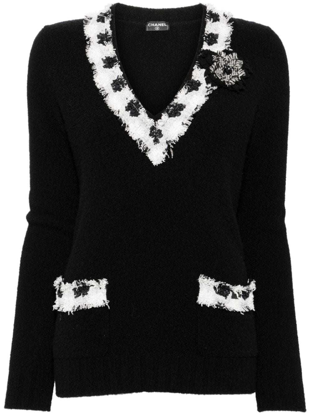 CHANEL Pre-Owned 2005 contrasting knitted top - B… - image 1