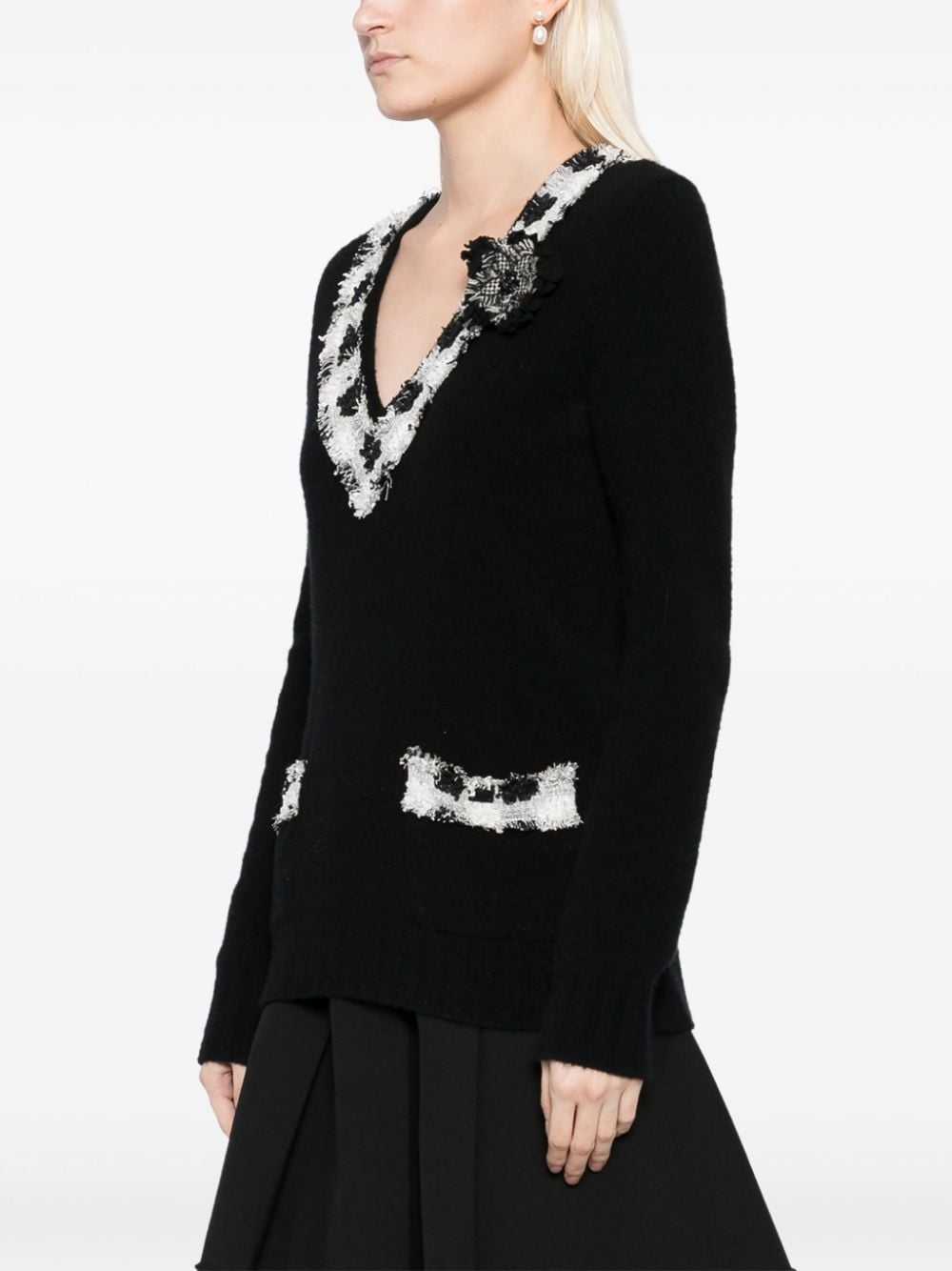 CHANEL Pre-Owned 2005 contrasting knitted top - B… - image 3