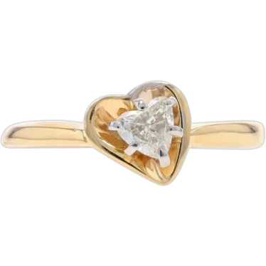 Yellow Gold Diamond Heart Solitaire Ring - 14k .3… - image 1