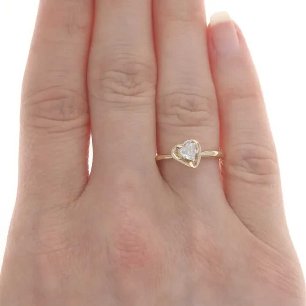 Yellow Gold Diamond Heart Solitaire Ring - 14k .3… - image 2