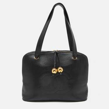 Chanel Black Caviar Leather Vintage Cc Timeless S… - image 1