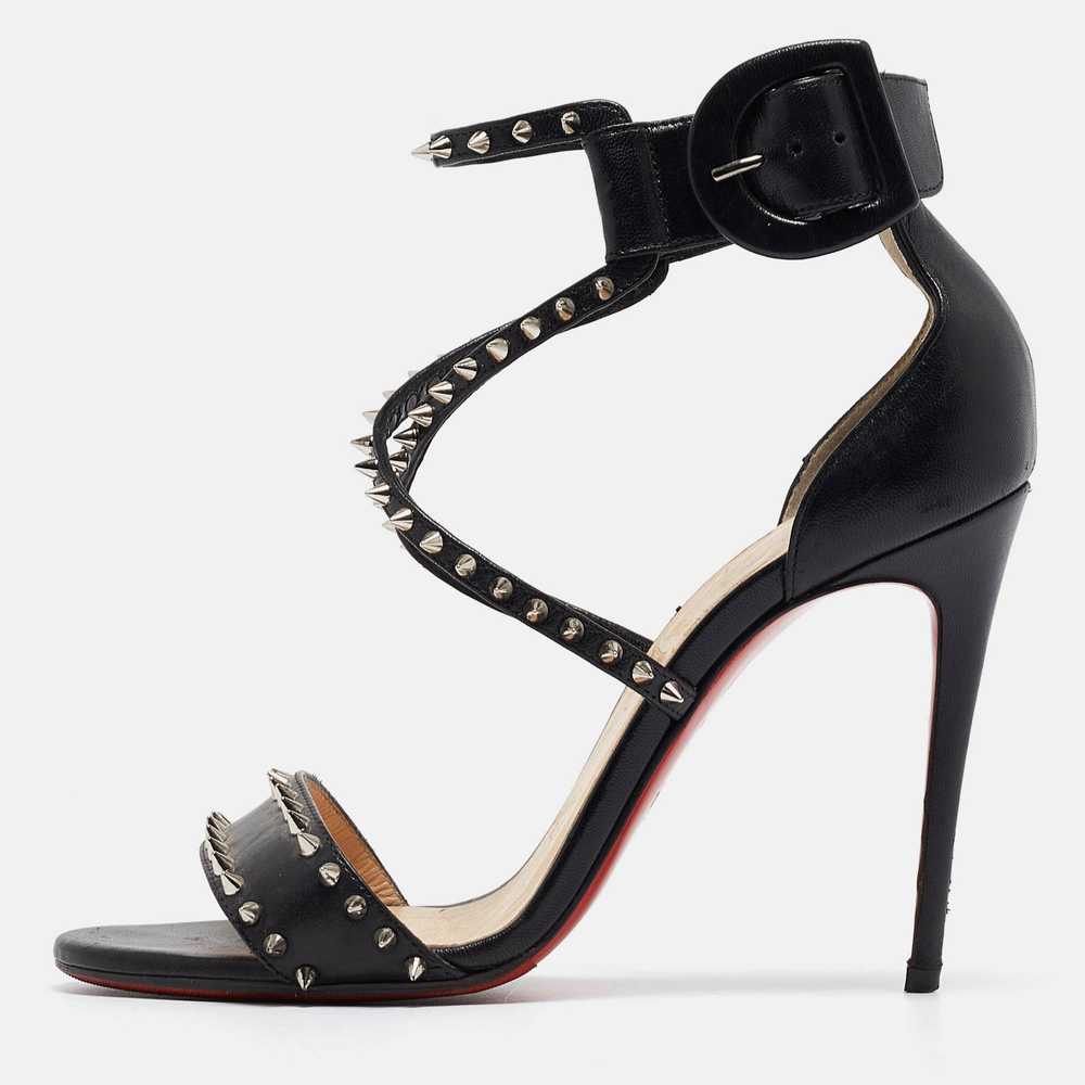 Christian Louboutin Black Leather Choca Spikes Sa… - image 1