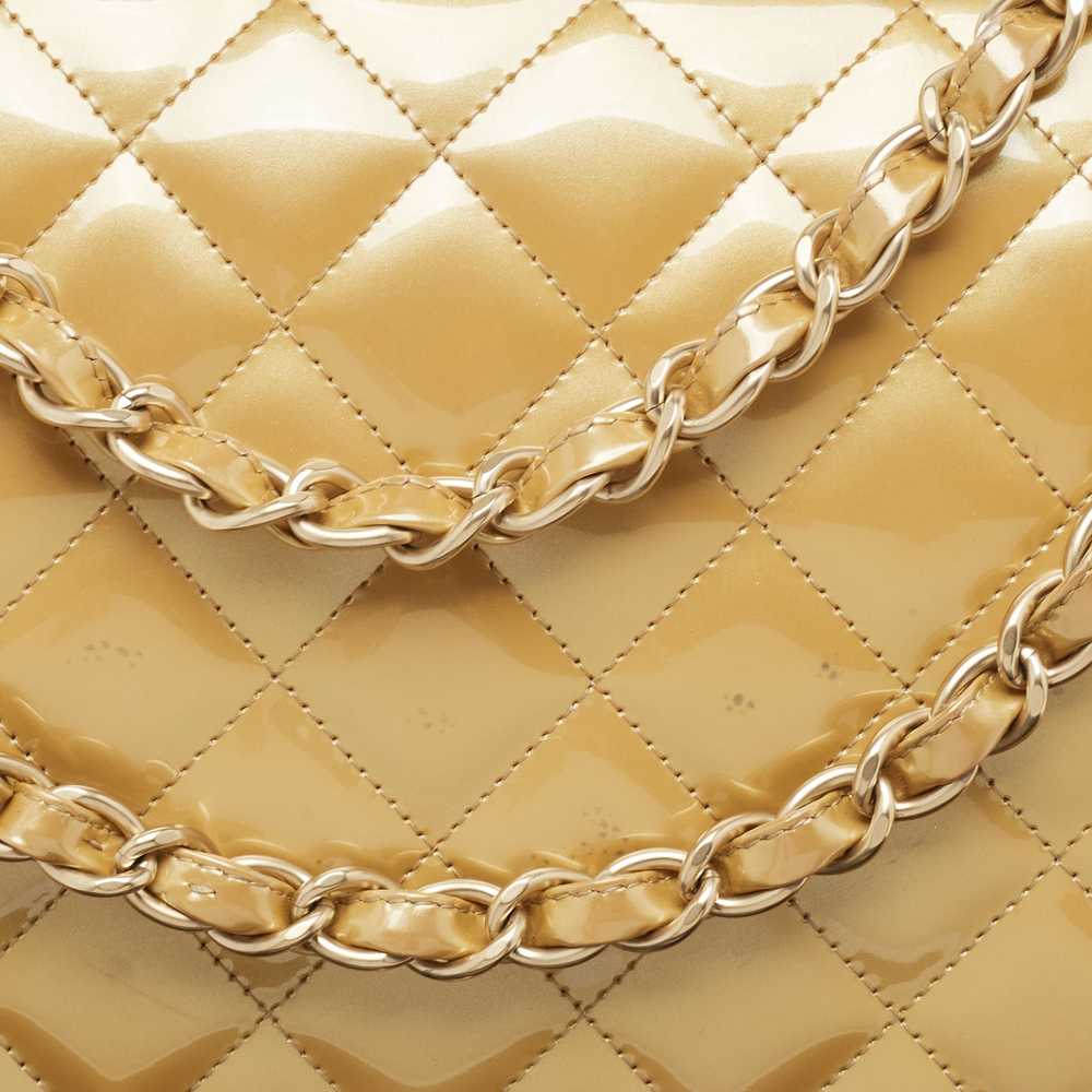 Chanel Cream Quilted Patent Leather Maxi Classic … - image 3