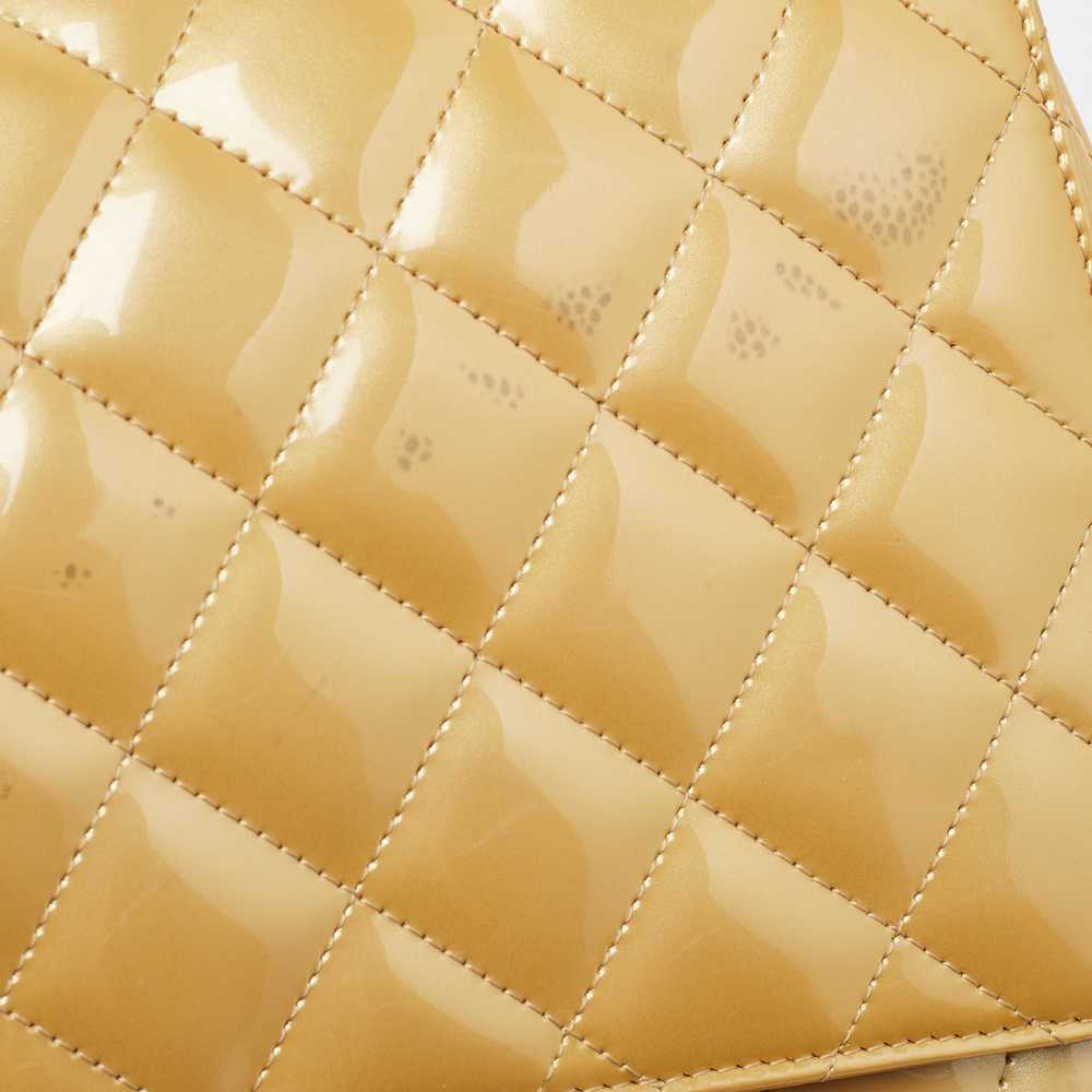 Chanel Cream Quilted Patent Leather Maxi Classic … - image 6