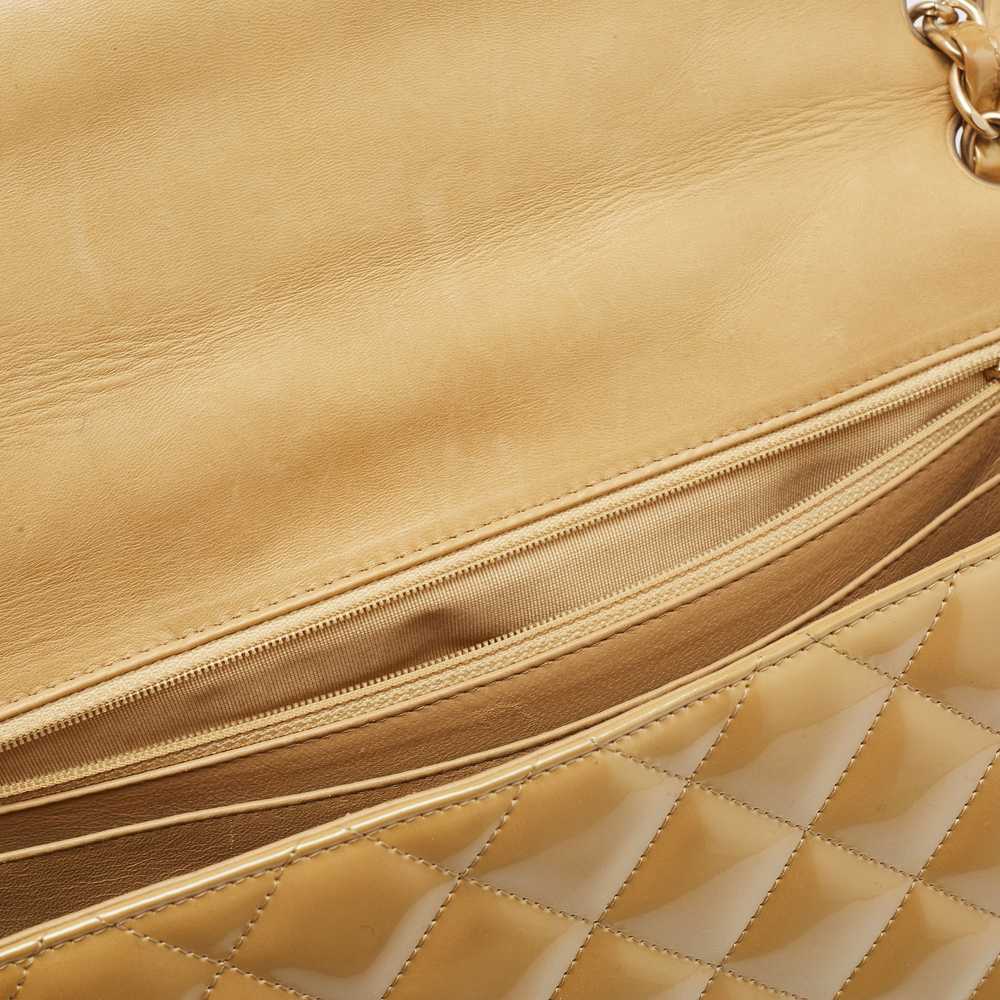 Chanel Cream Quilted Patent Leather Maxi Classic … - image 7