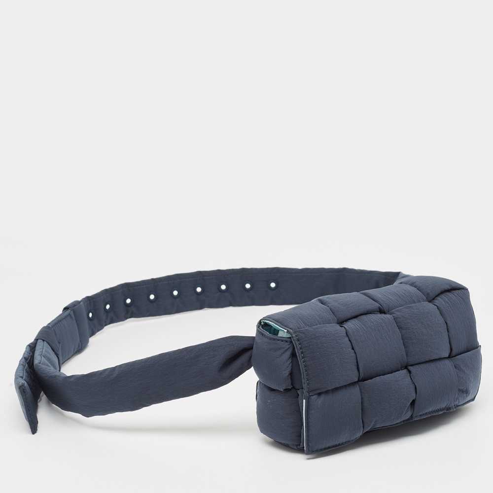 Bottega Veneta Navy Blue Padded Tech Fabric Casse… - image 2