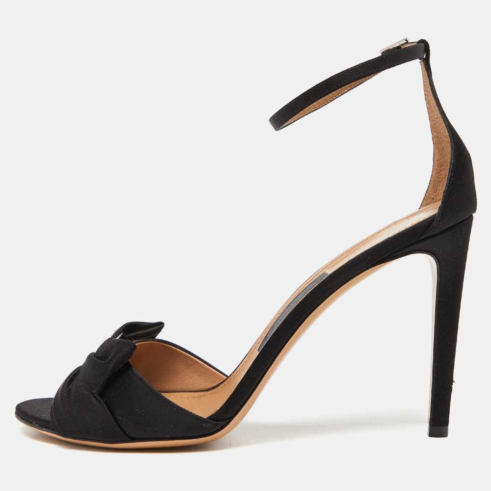 Salvatore Ferragamo Black Satin Prina Ankle Strap… - image 1