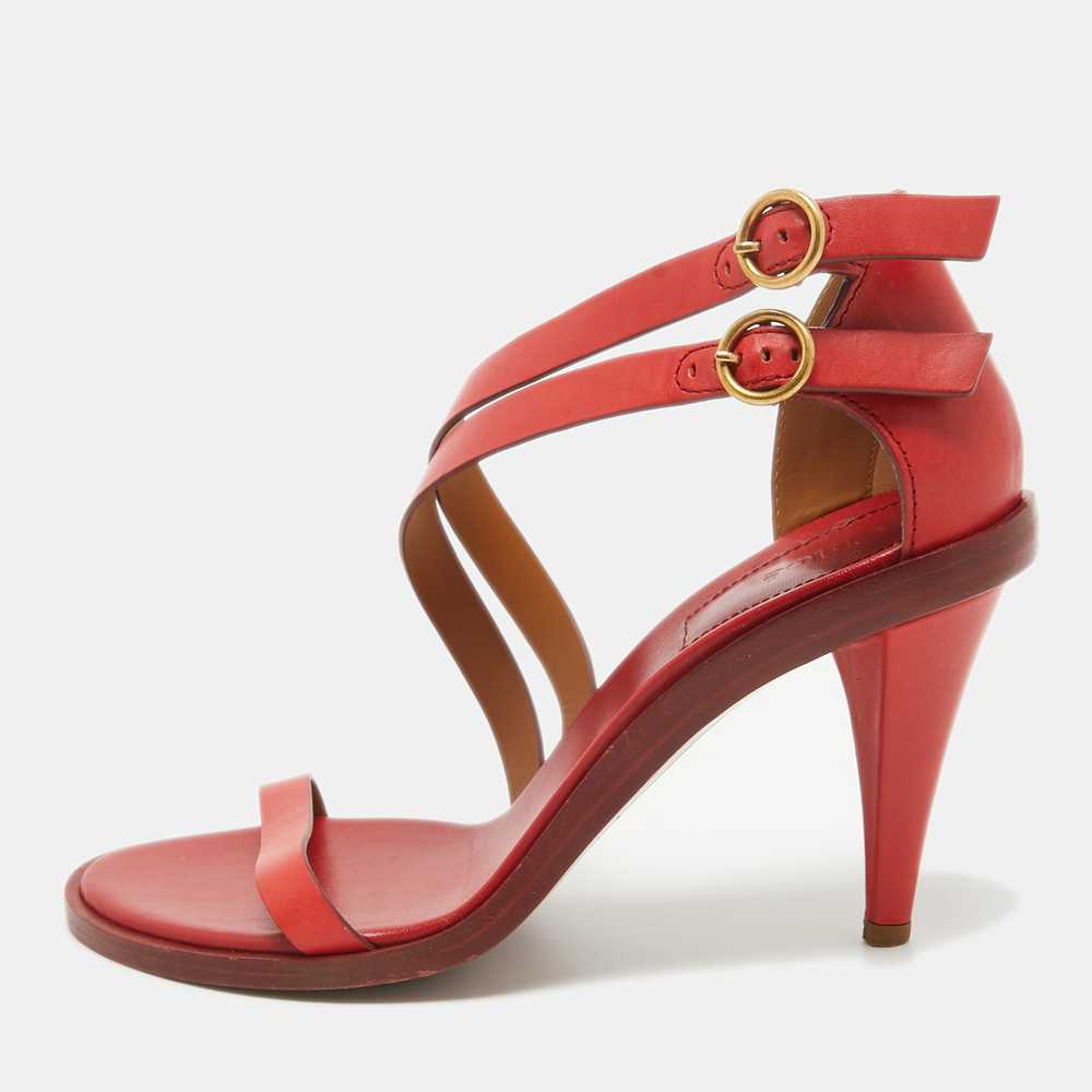 Chloe Red Leather Double Ankle Strap Niko Sandals… - image 1