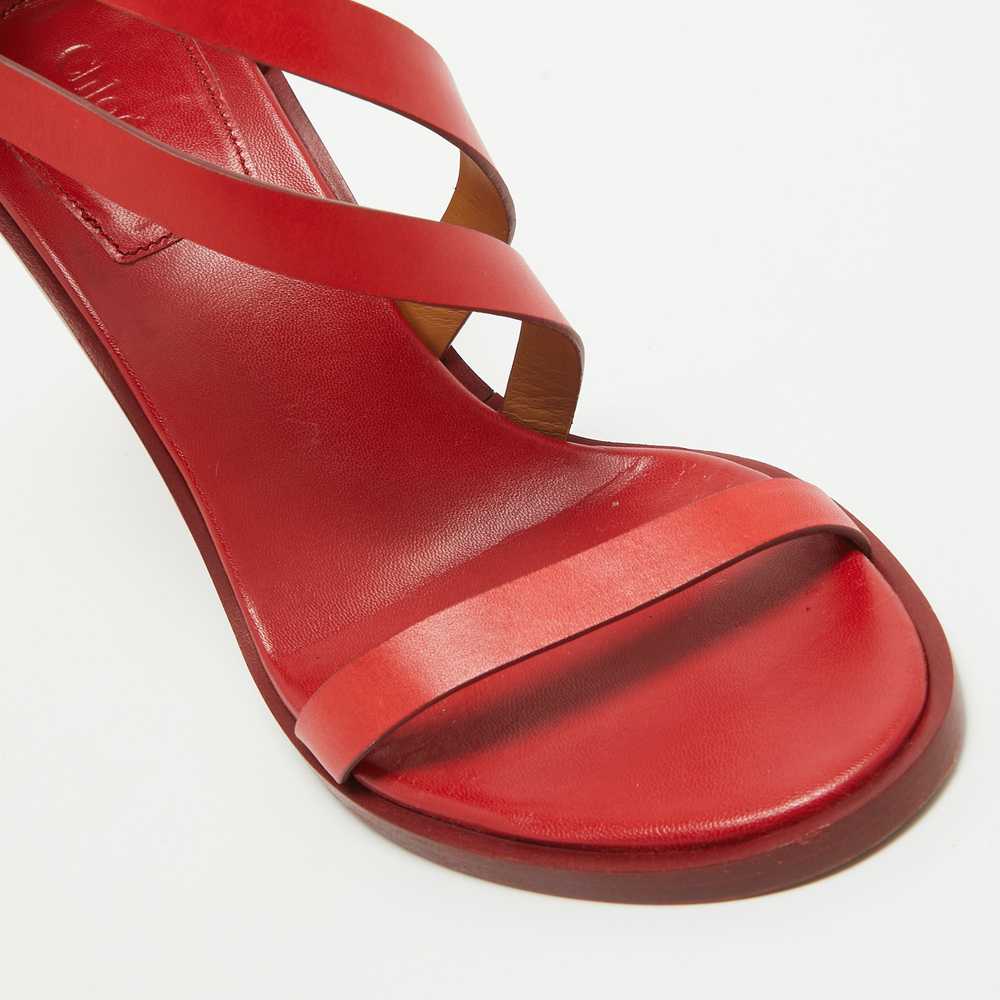 Chloe Red Leather Double Ankle Strap Niko Sandals… - image 5