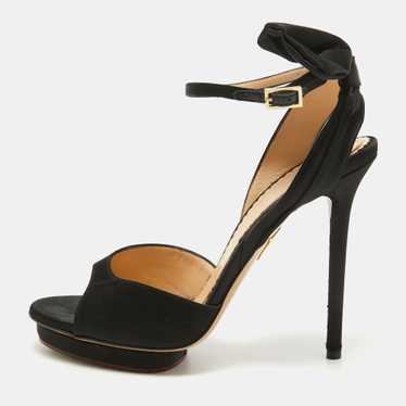 Charlotte Olympia Black Satin Wallace Sandals   38 - image 1