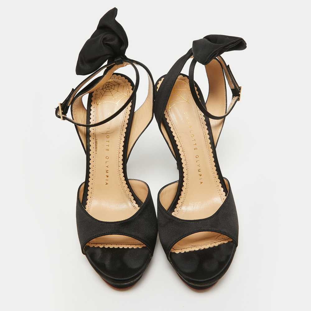 Charlotte Olympia Black Satin Wallace Sandals   38 - image 2