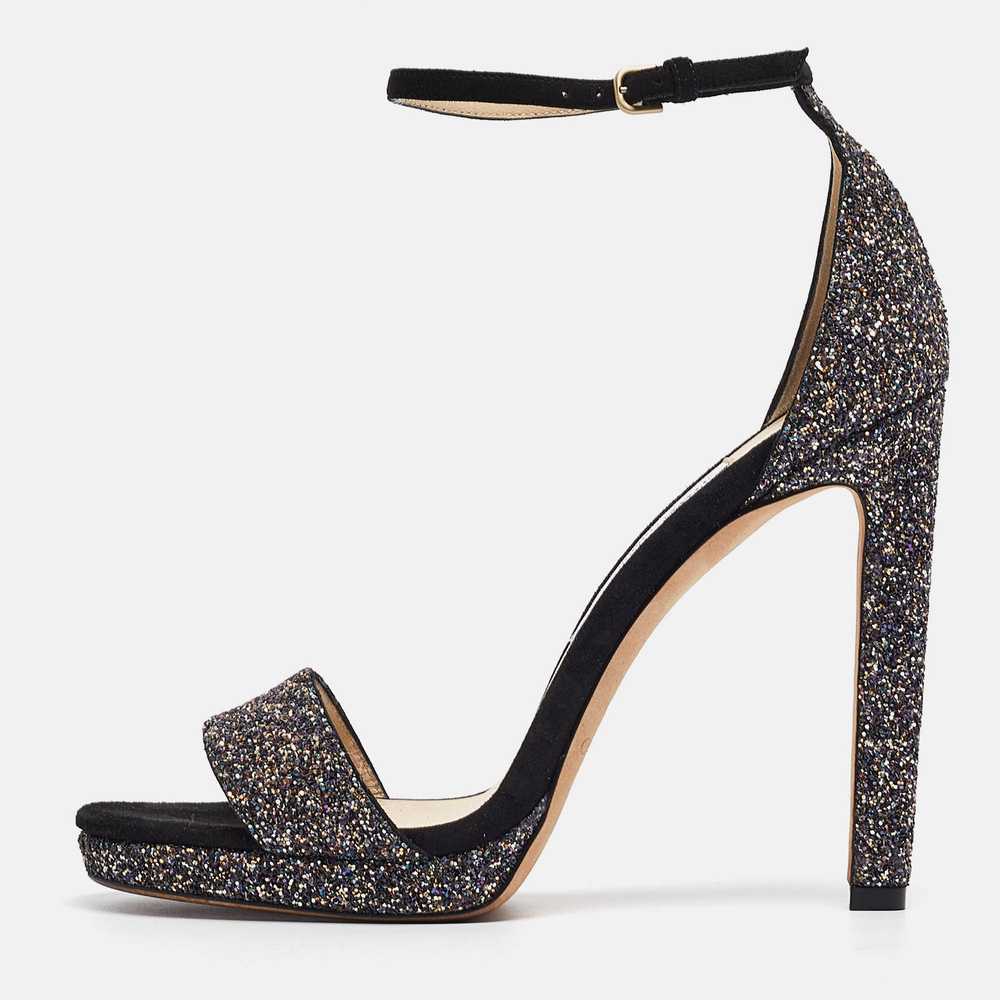 Jimmy Choo Multicolor Glitter Suede Ankle Strap S… - image 1