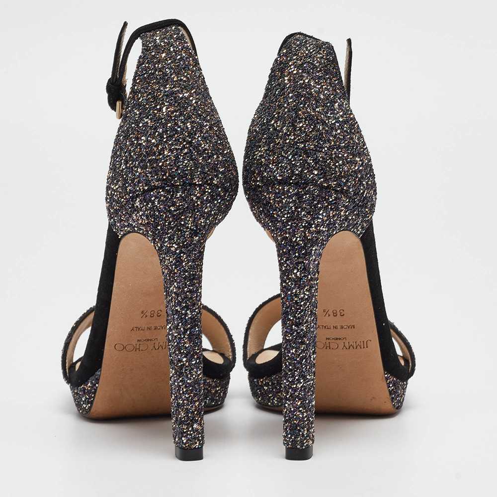 Jimmy Choo Multicolor Glitter Suede Ankle Strap S… - image 3