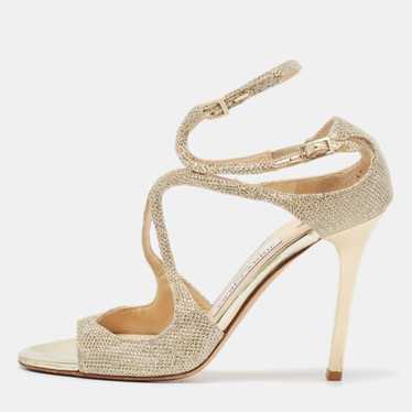 Jimmy Choo Gold Lurex Fabric Lang Sandals