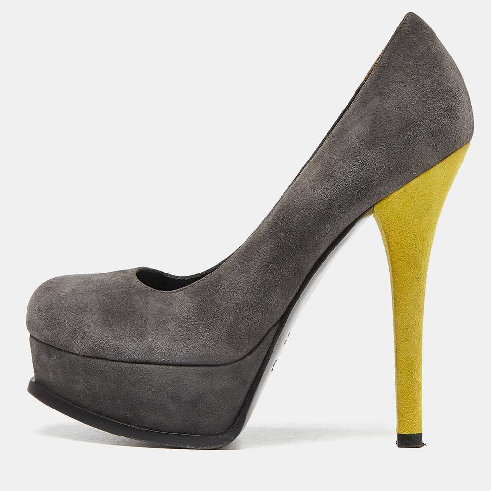 Fendi Grey Suede Fendista Platform Pumps - image 1