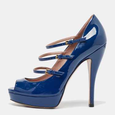 Gucci Blue Patent Leather Lisbeth Pumps  EU 37.5 U