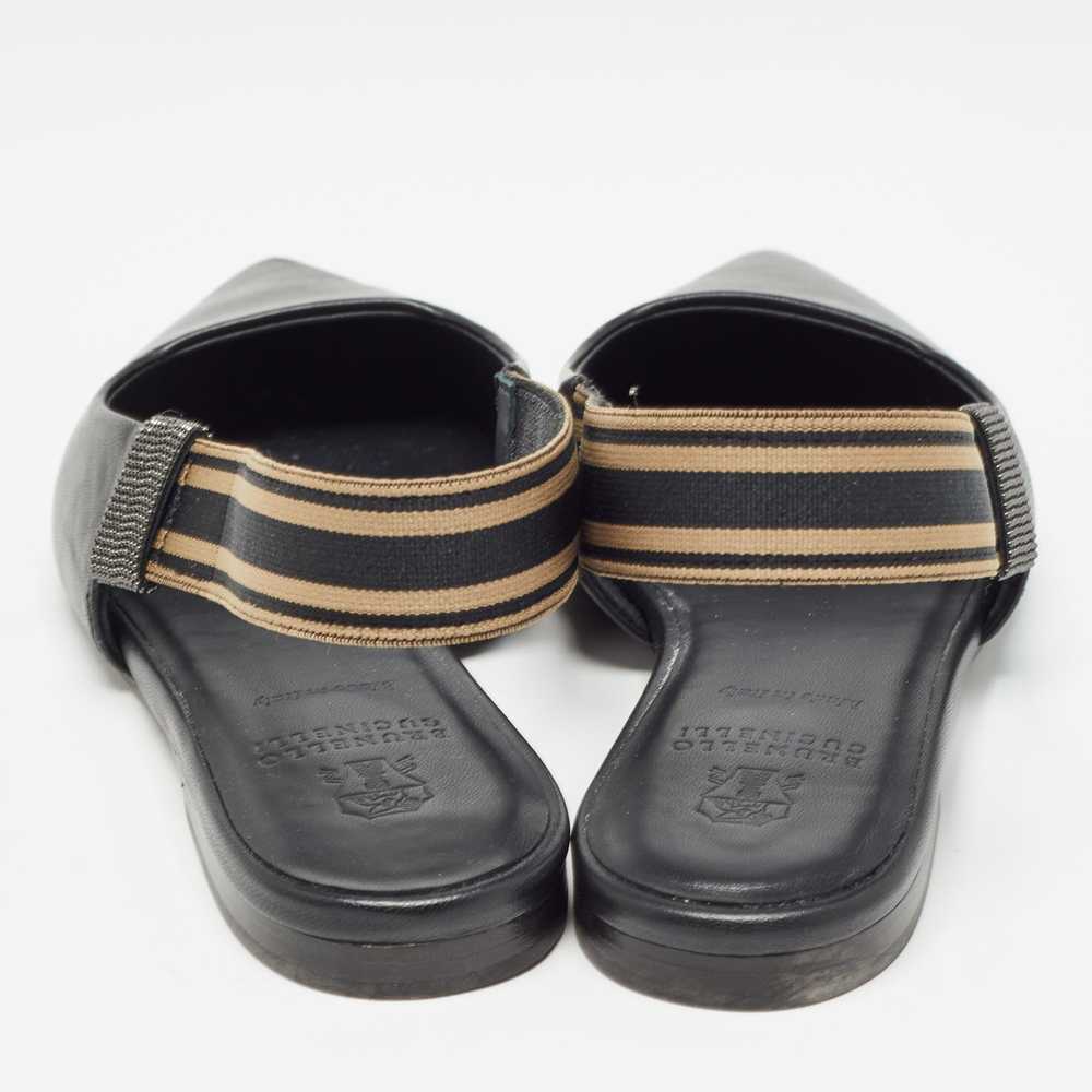 Brunello Cucinelli Black Leather Slingback Flats - image 3