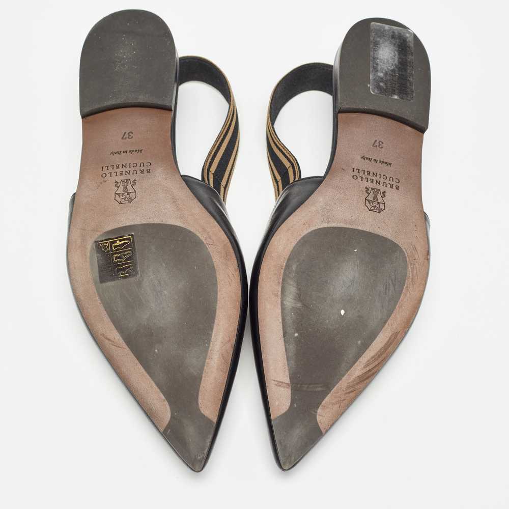 Brunello Cucinelli Black Leather Slingback Flats - image 4