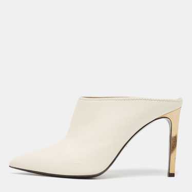 Lanvin Cream Leather Pointed Toe Mules