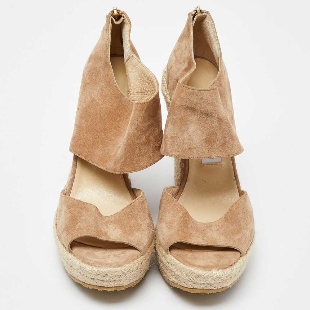 Jimmy Choo Beige Suede Wedge Espadrille Ankle Str… - image 2