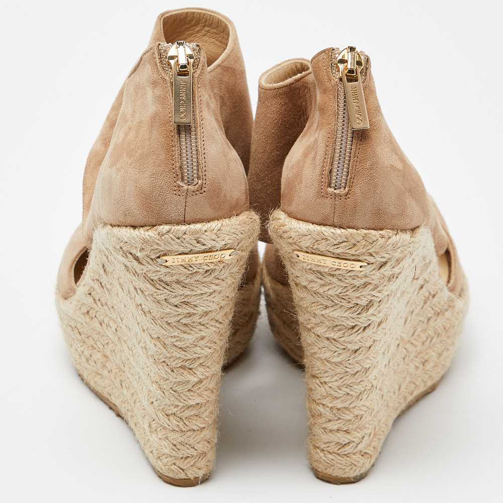 Jimmy Choo Beige Suede Wedge Espadrille Ankle Str… - image 3