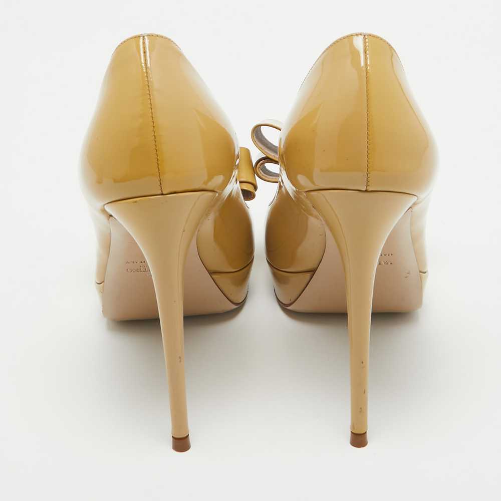 Valentino Beige Patent Leather Bow Platform Peep … - image 3