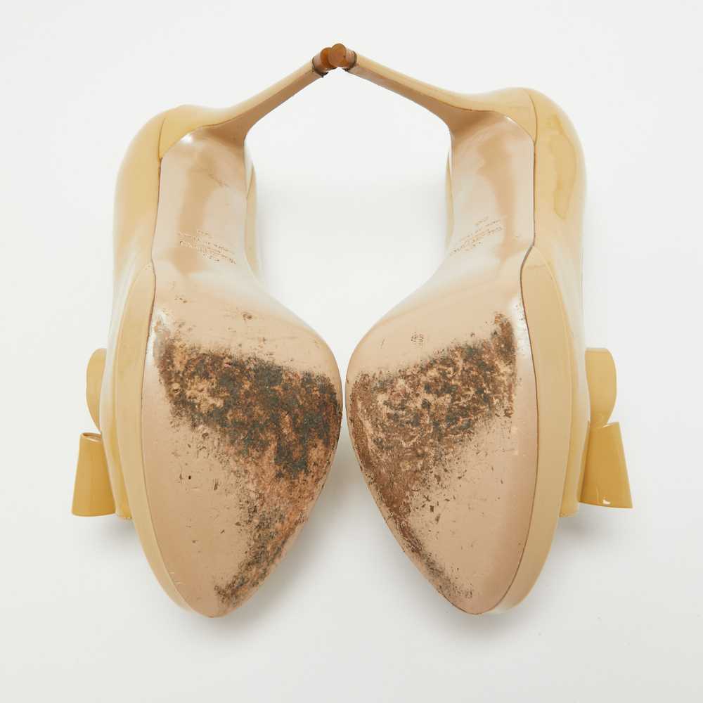 Valentino Beige Patent Leather Bow Platform Peep … - image 4