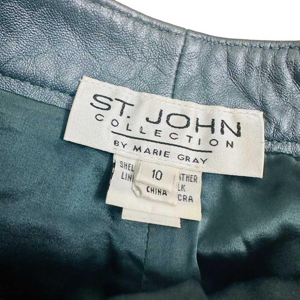 St. John Collection Pants Wide Teal Blue Snakeski… - image 5