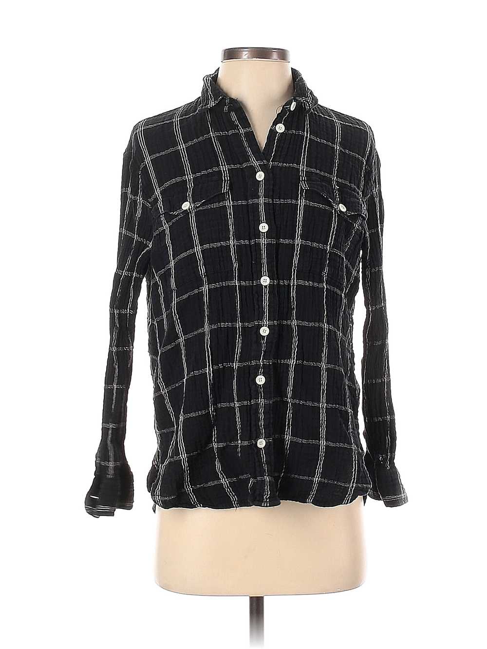 Madewell Women Black Long Sleeve Button-Down Shir… - image 1