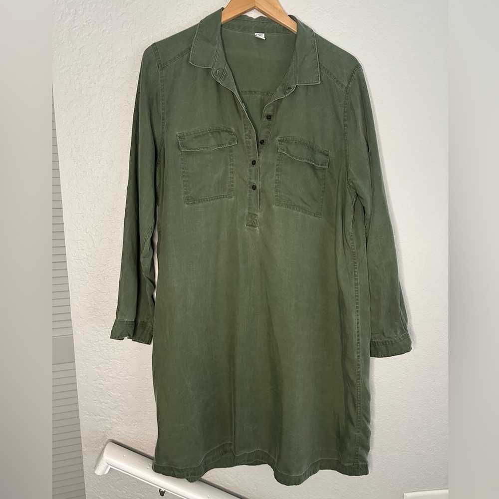 Old Navy 100% Tencel Shirt Dress Military Olive G… - image 1