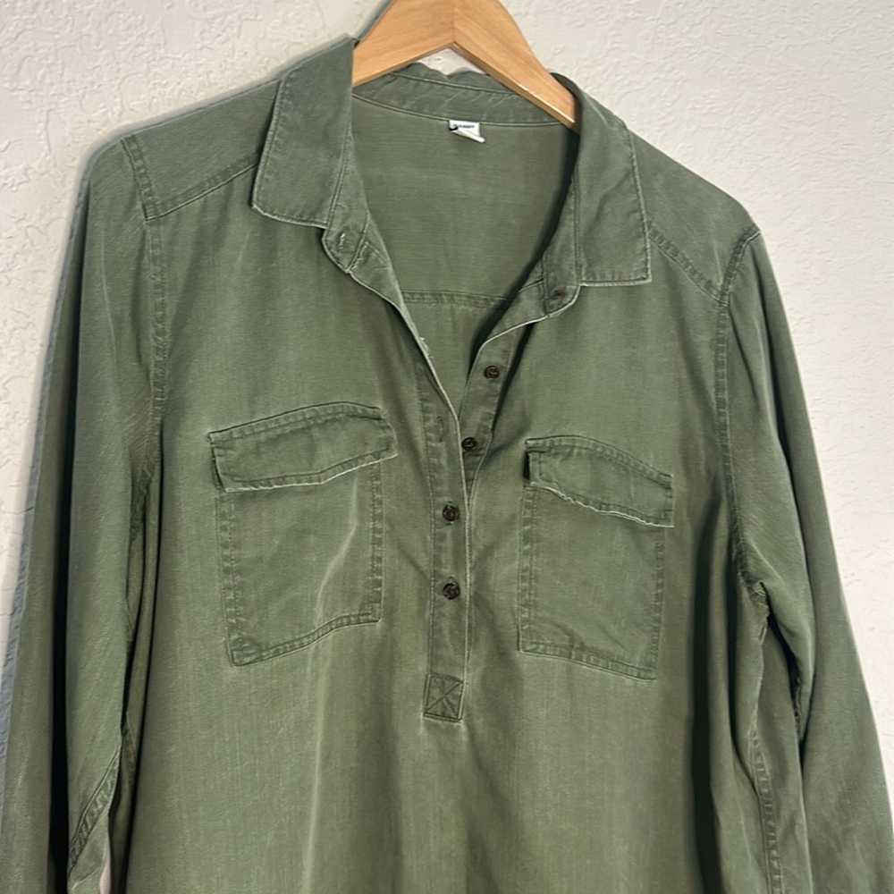 Old Navy 100% Tencel Shirt Dress Military Olive G… - image 2