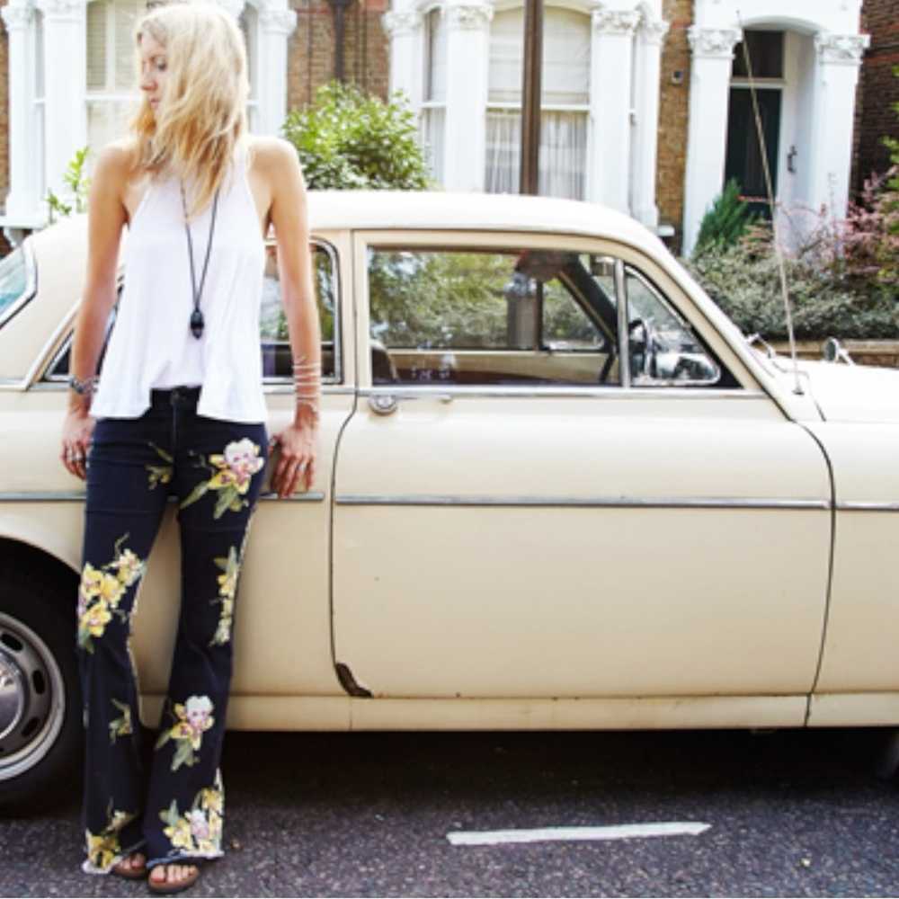 Free People Floral Bali Flare Jeans Miami Night C… - image 3