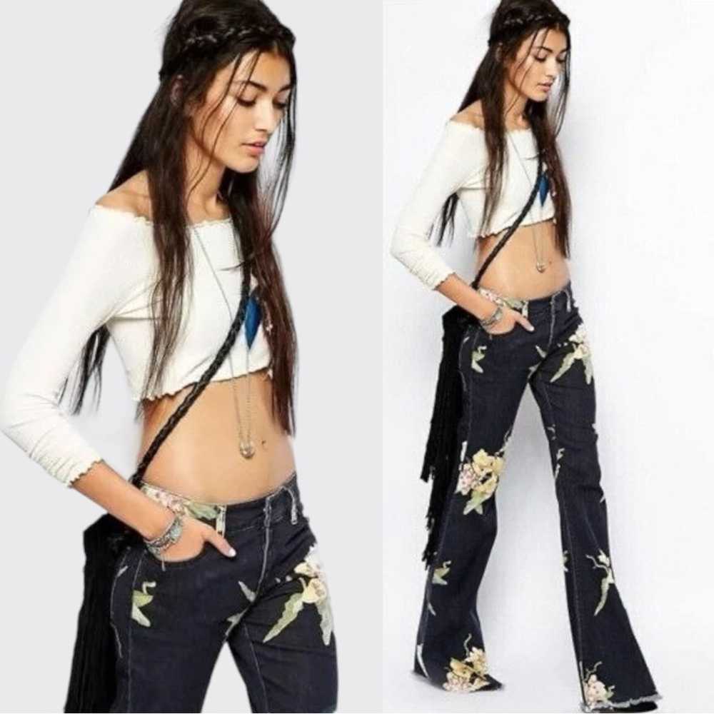 Free People Floral Bali Flare Jeans Miami Night C… - image 4