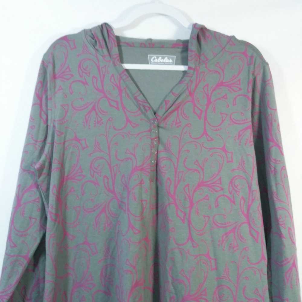 Cabelas Gray Pink Design Hooded Long Sleeve Dress… - image 3