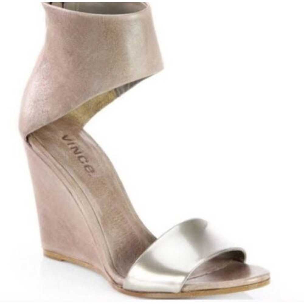 Vince "Pearl" Taupe Metallic Ankle High Heel Wedg… - image 1